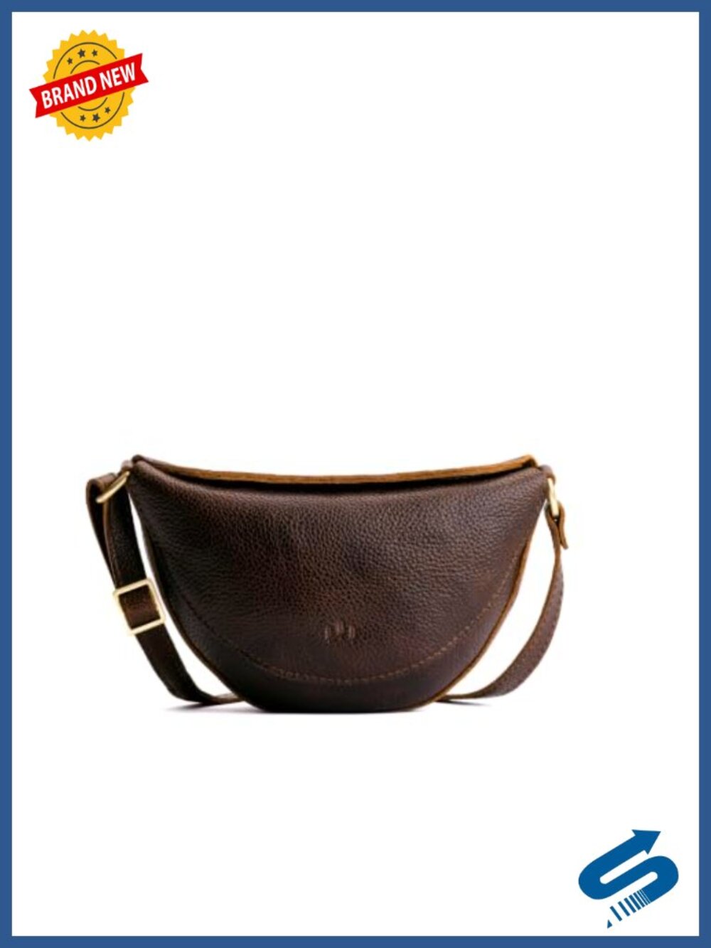 Full-Grain Leather Sling Crossbody Bag Adjustable Strap Magnetic